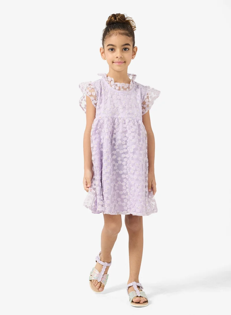 Pinata Purple Daisy Textured Lace Dress